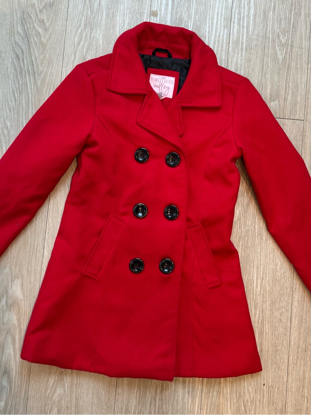 Vine and Valley Red Double-Breasted Peacoat for Kids